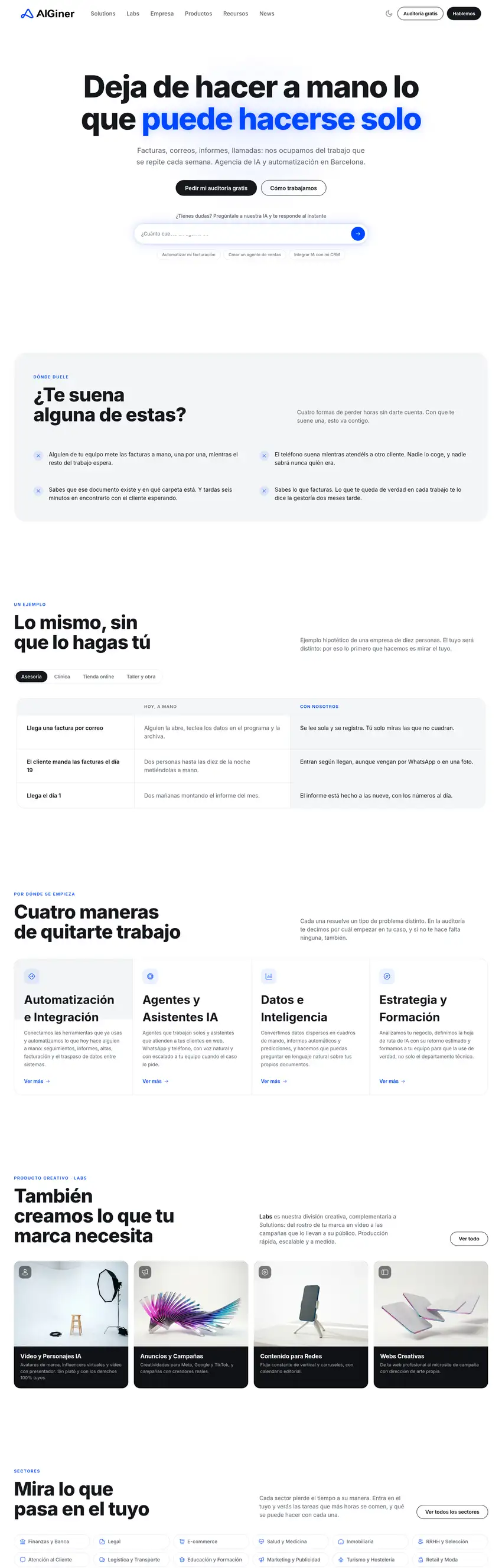 Screenshot of AIGiner's website