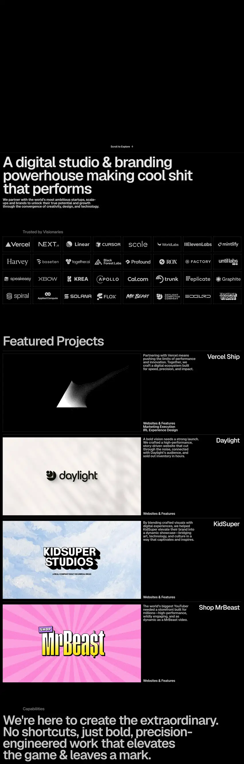 Screenshot of Basement Studio's website