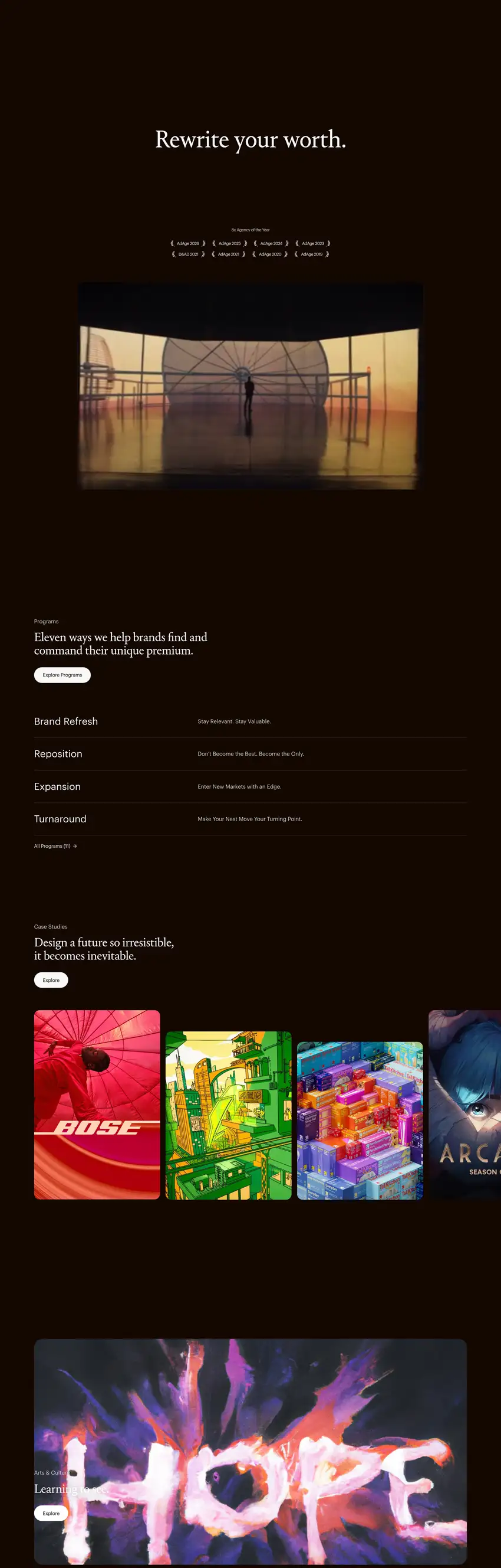 Screenshot of Collins's website
