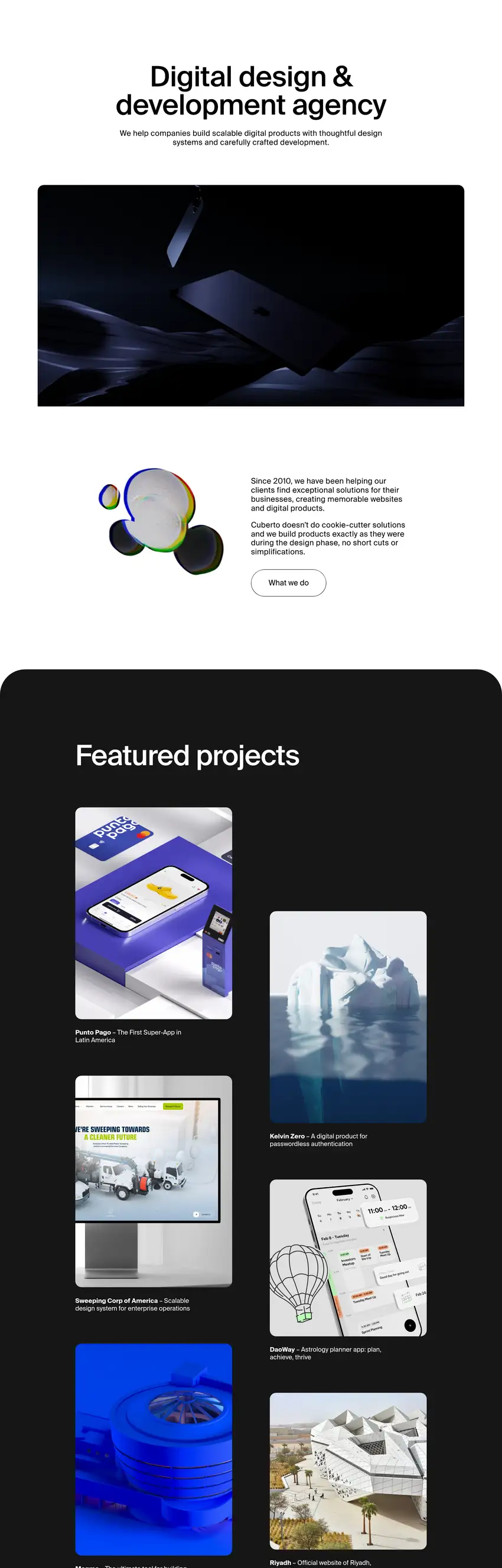 Screenshot of Cuberto's website