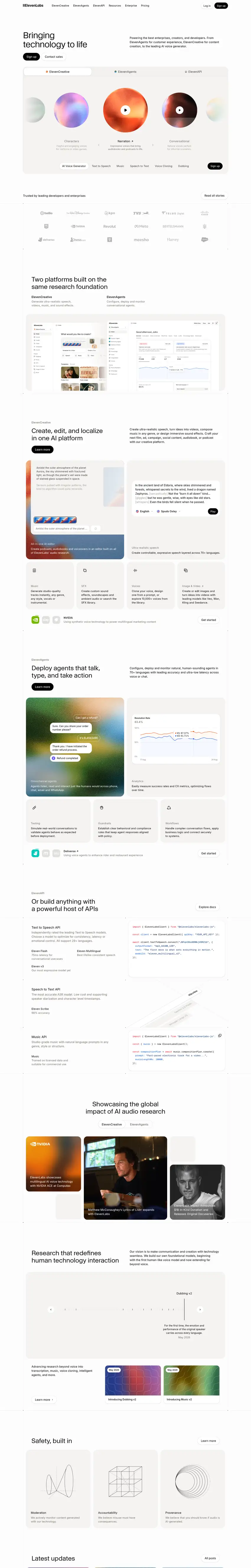 Screenshot of ElevenLabs's website