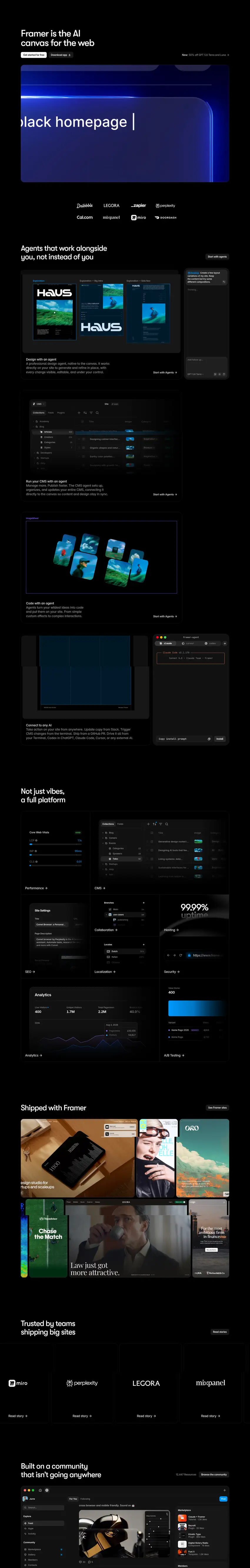 Screenshot of Framer's website