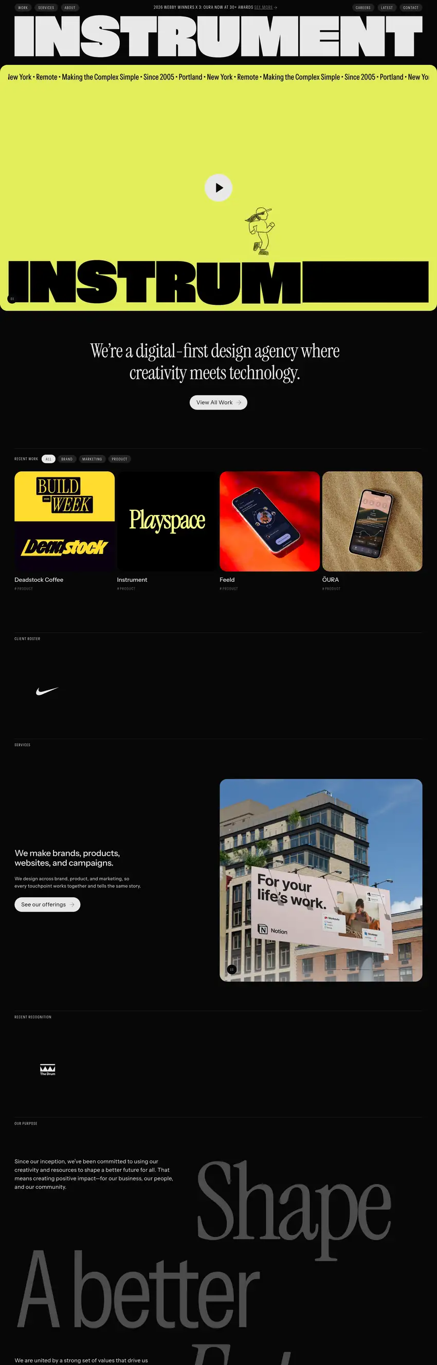 Screenshot of Instrument's website