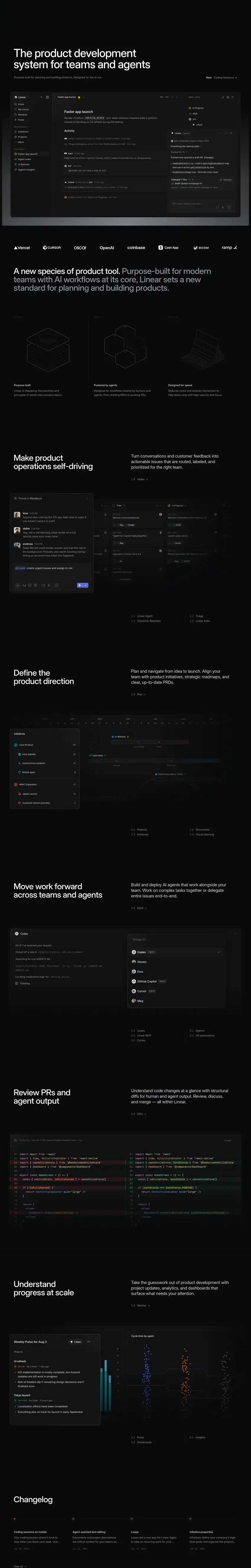 Screenshot of Linear's website
