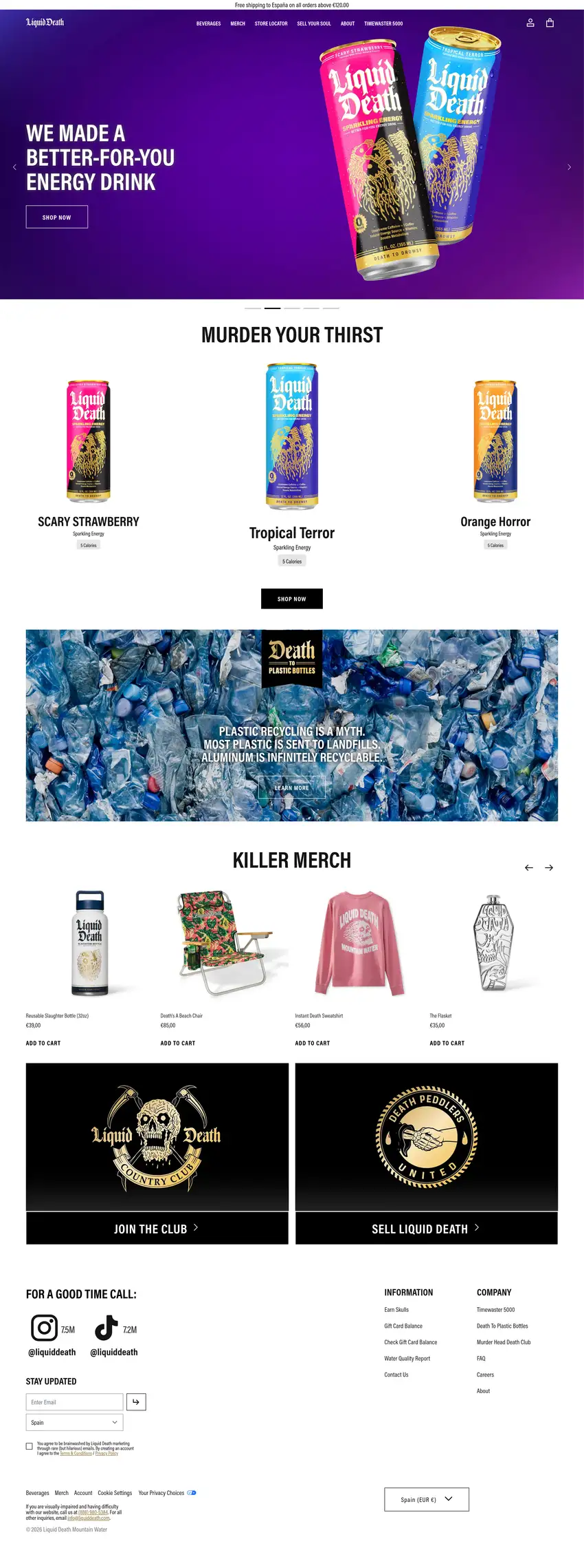 Screenshot of Liquid Death's website