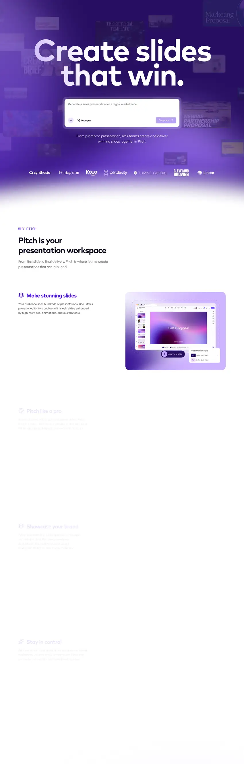 Screenshot of Pitch's website