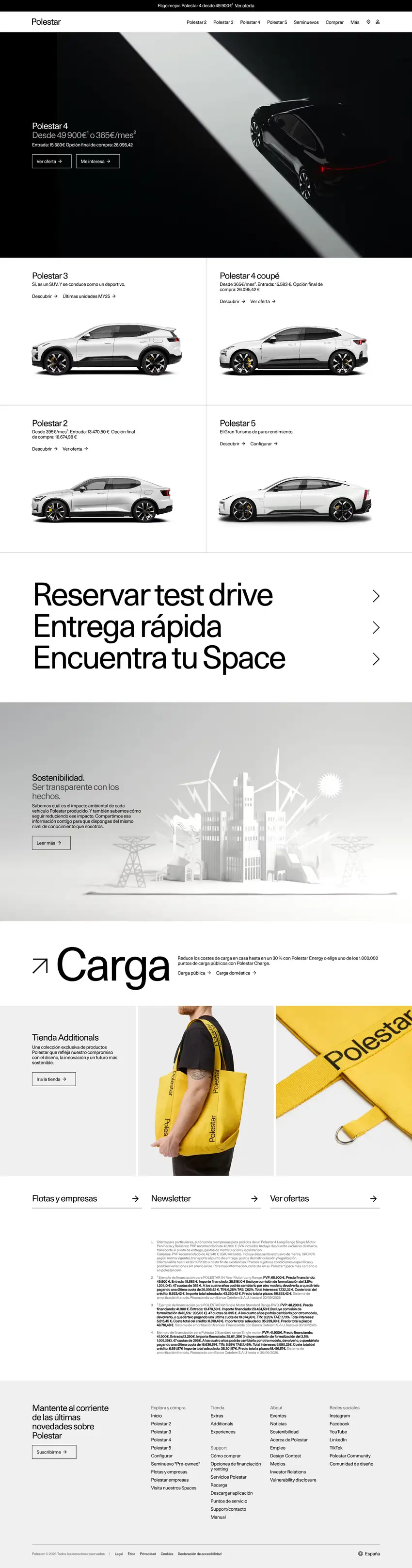 Screenshot of Polestar's website