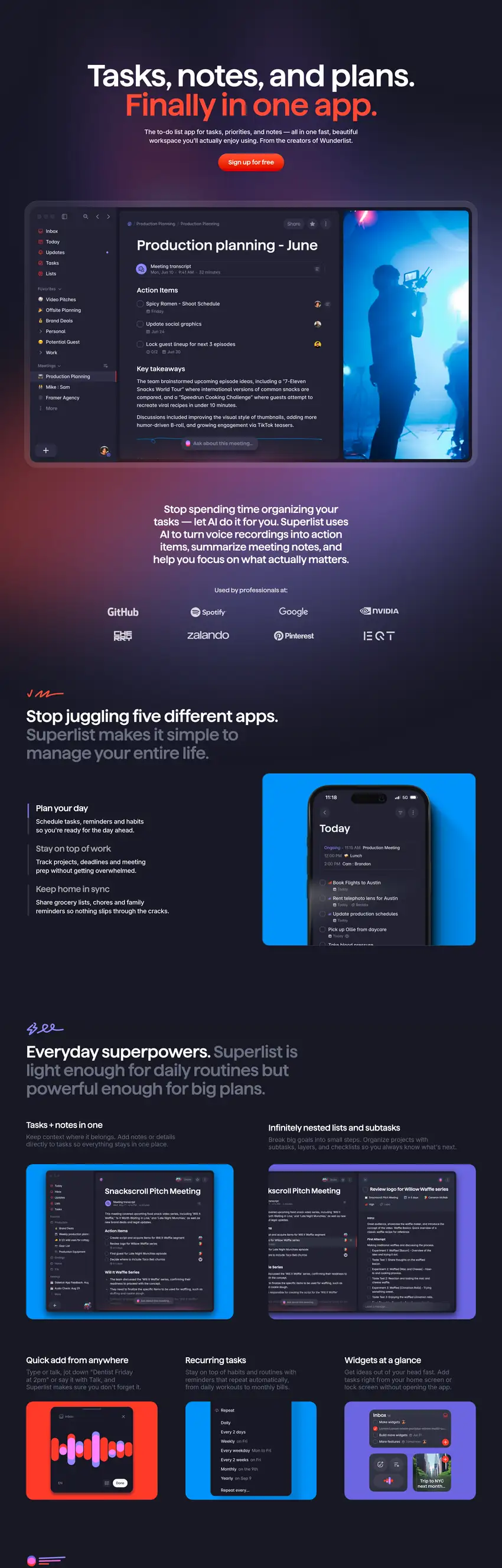 Screenshot of Superlist's website