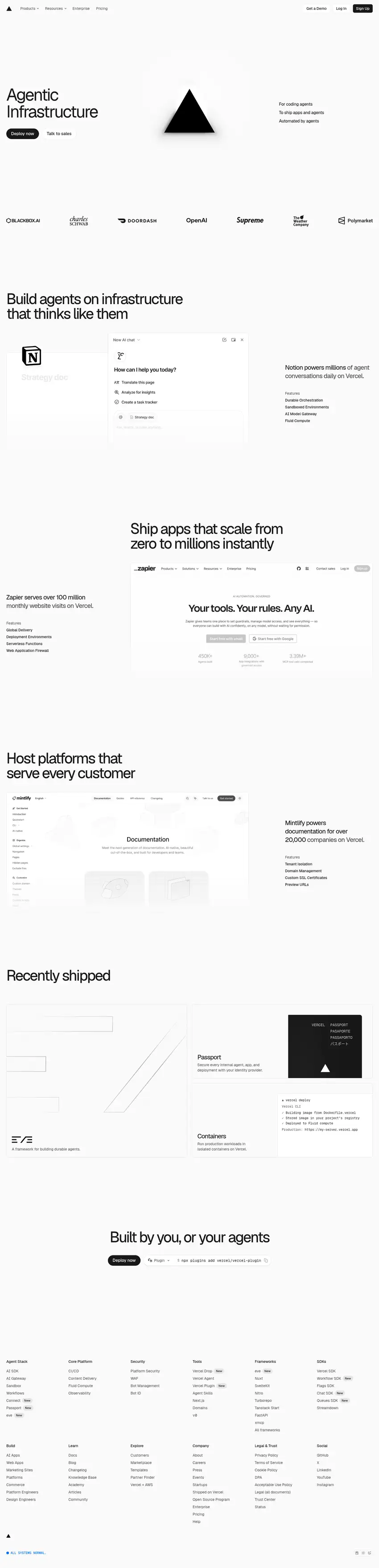 Screenshot of Vercel's website